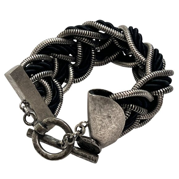 Emporio Armani Snake Rope Chain Bracelet in Antique Silver